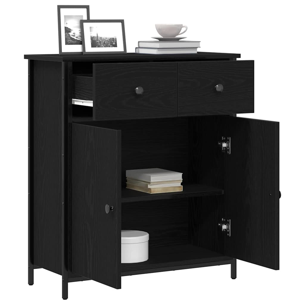 Credenza Rovere Nero 70 x 30 x 80 cm Legno multistrato