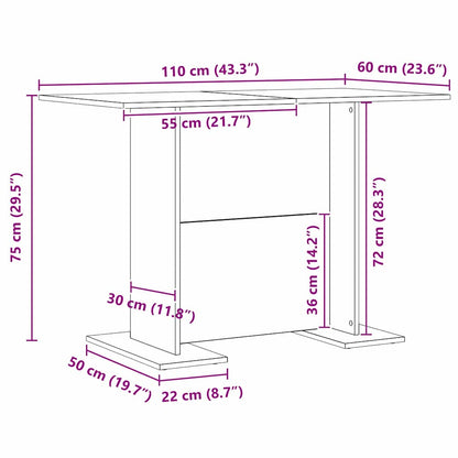 Tavolo da pranzo Bianco 110 x 60 x 75 cm Legno multistrato | homemem39