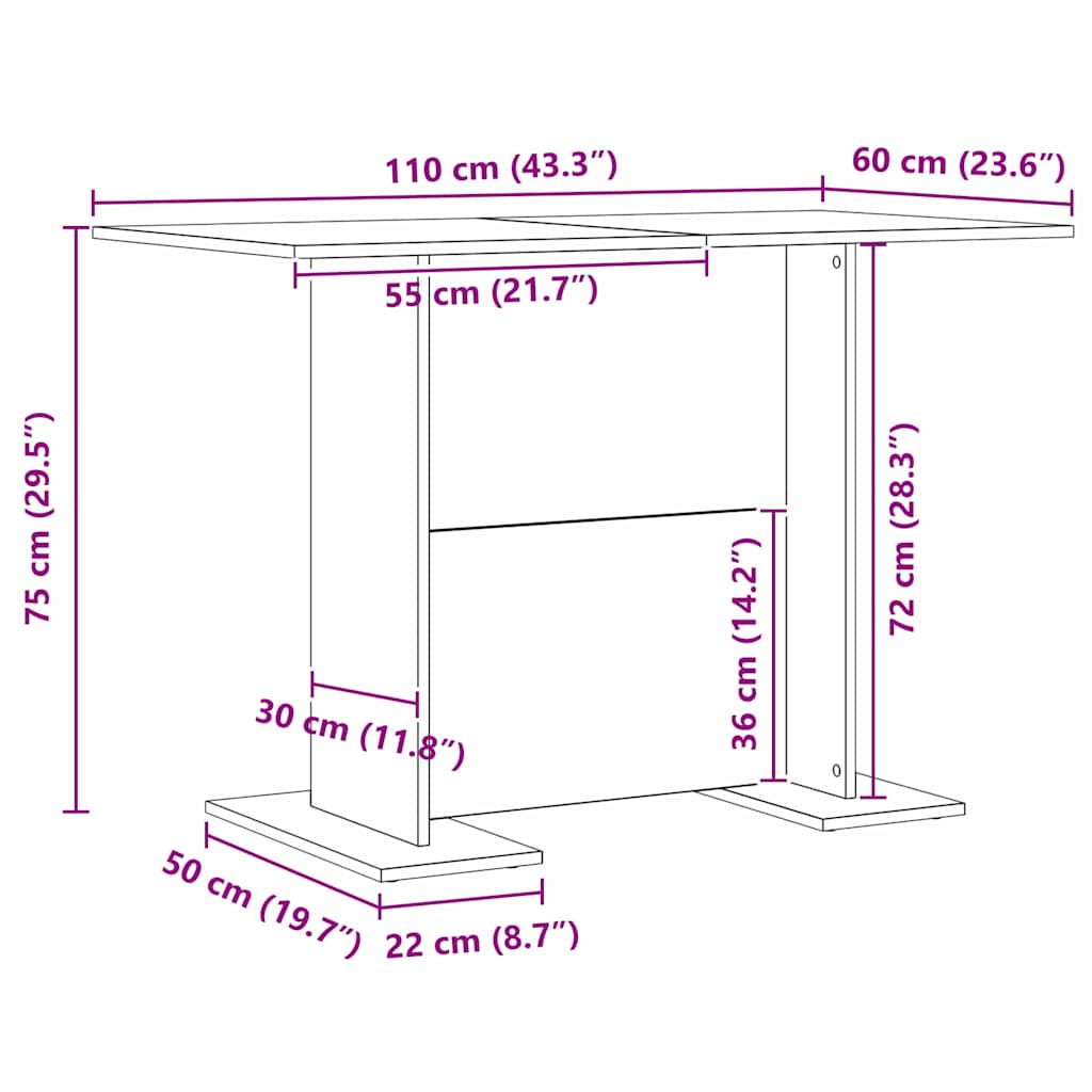 Tavolo da pranzo Grigio cemento 110 x 60 x 75 cm | homemem39