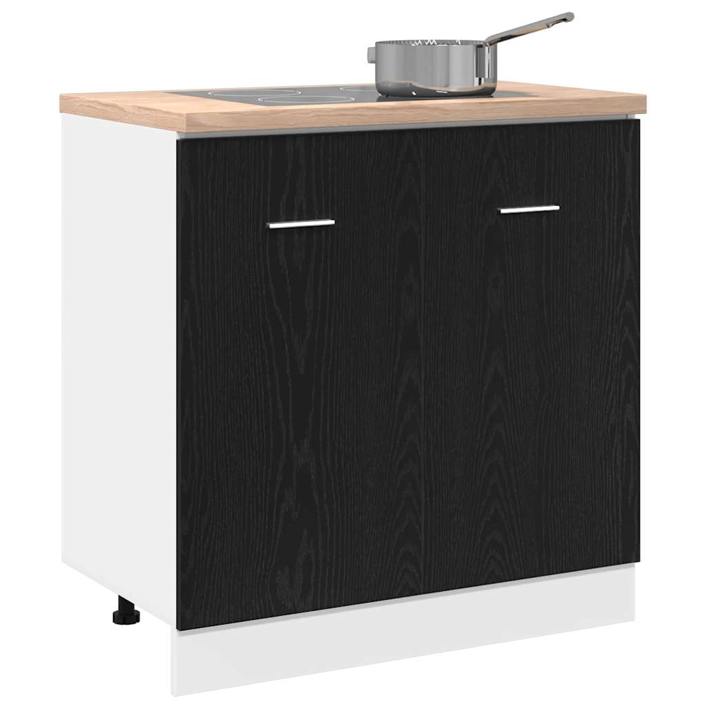 Mobile Sotto Lavello Rovere Nero 80x46x81,5 cm Legno Ingegnerizzato