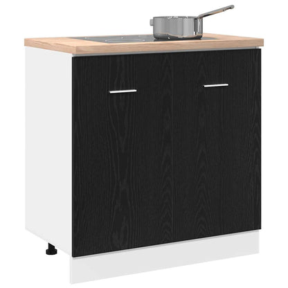 Mobile Sotto Lavello Rovere Nero 80x46x81,5 cm Legno Ingegnerizzato