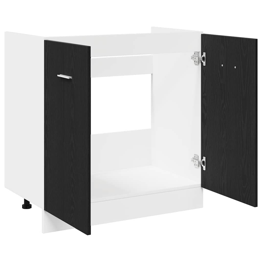 Mobile Sotto Lavello Rovere Nero 80x46x81,5 cm Legno Ingegnerizzato