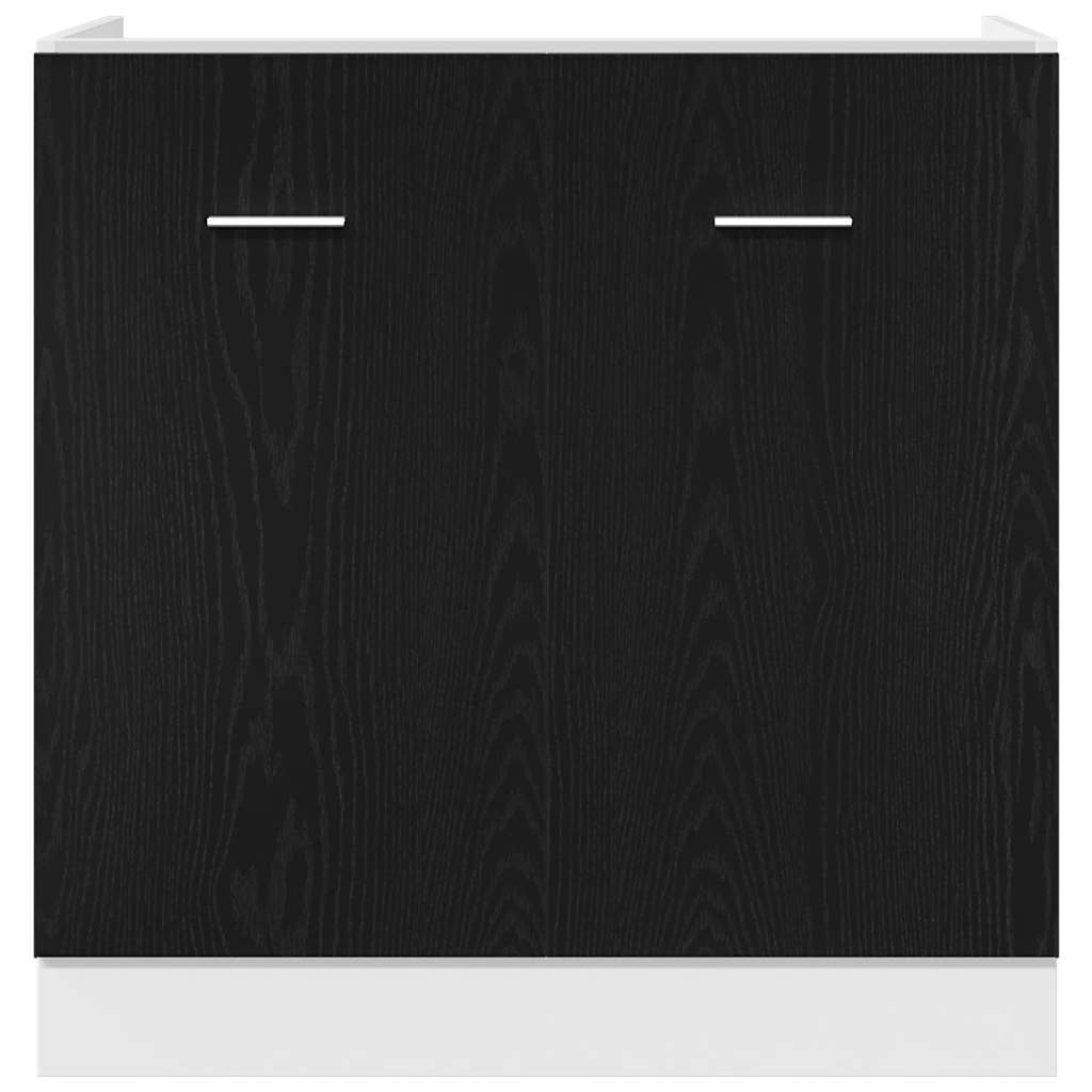 Mobile Sotto Lavello Rovere Nero 80x46x81,5 cm Legno Ingegnerizzato