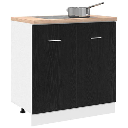 Mobile Sotto Lavello Rovere Nero 80x46x81,5 cm Legno Ingegnerizzato