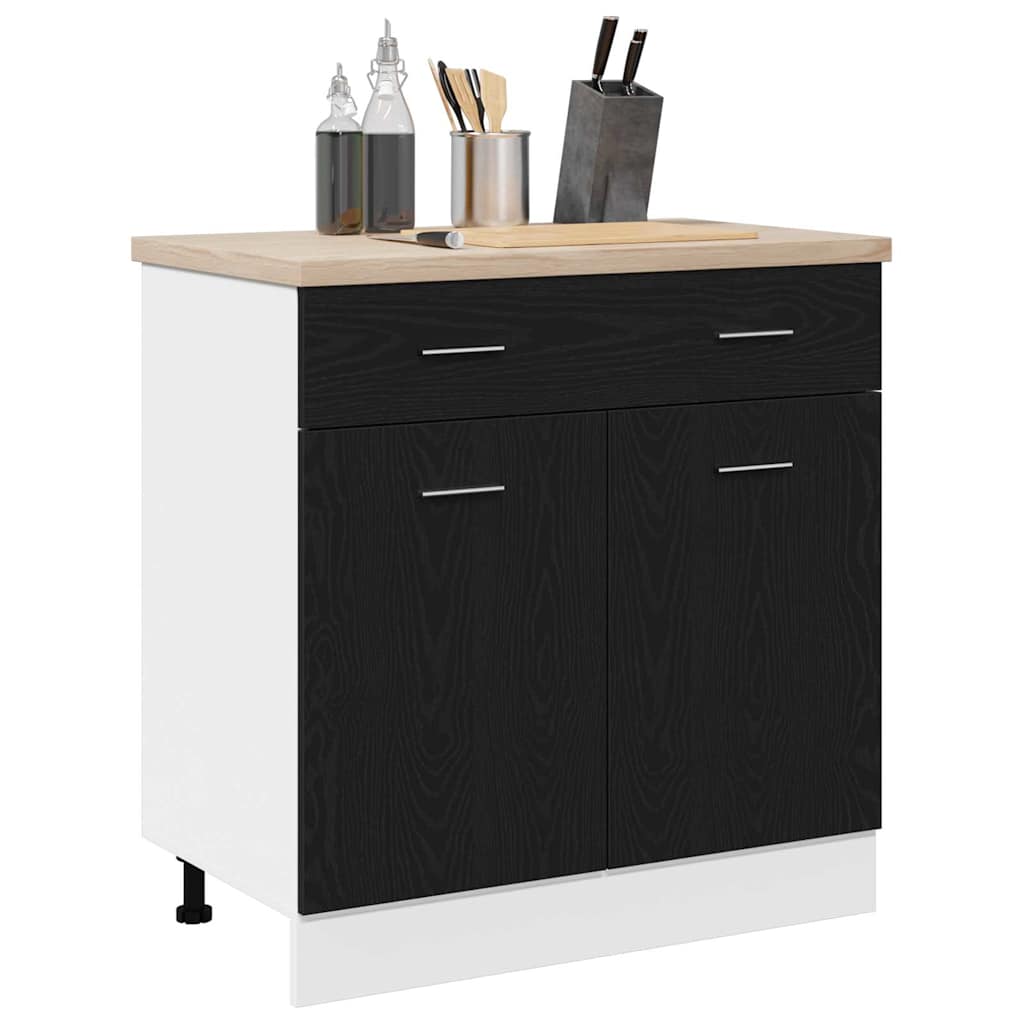 Armadietto con Cassetto Riga Rovere nero 80 x 46 x 81,5 cm - homemem39