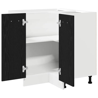 Armadio angolare in basso con lo scaffale Riga Rovere nero - homemem39