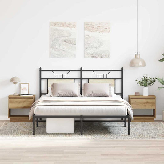 Comodino con cassetto 2 pcs Rovere artigianale 45 x 34 x 44 cm