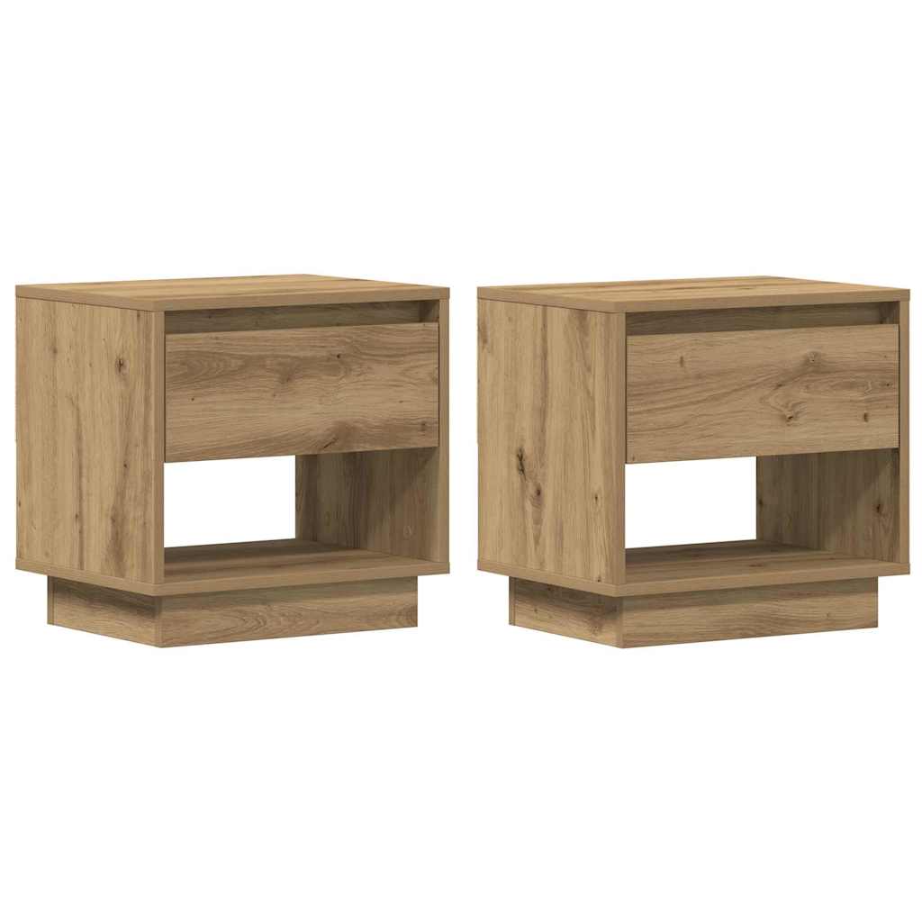 Comodino con cassetto 2 pcs Rovere artigianale 45 x 34 x 44 cm | homemem39
