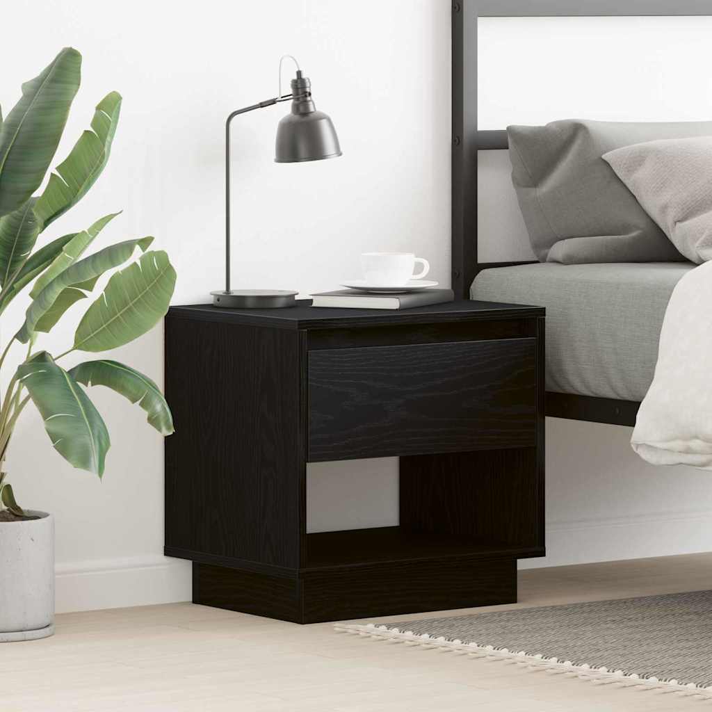 Comodino Rovere Nero 45 x 34 x 44 cm Legno multistrato | homemem39