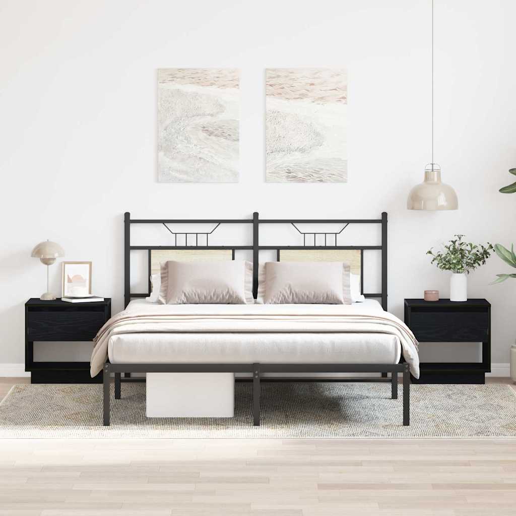Comodino 2 pcs Rovere Nero 45 x 34 x 44 cm Legno multistrato