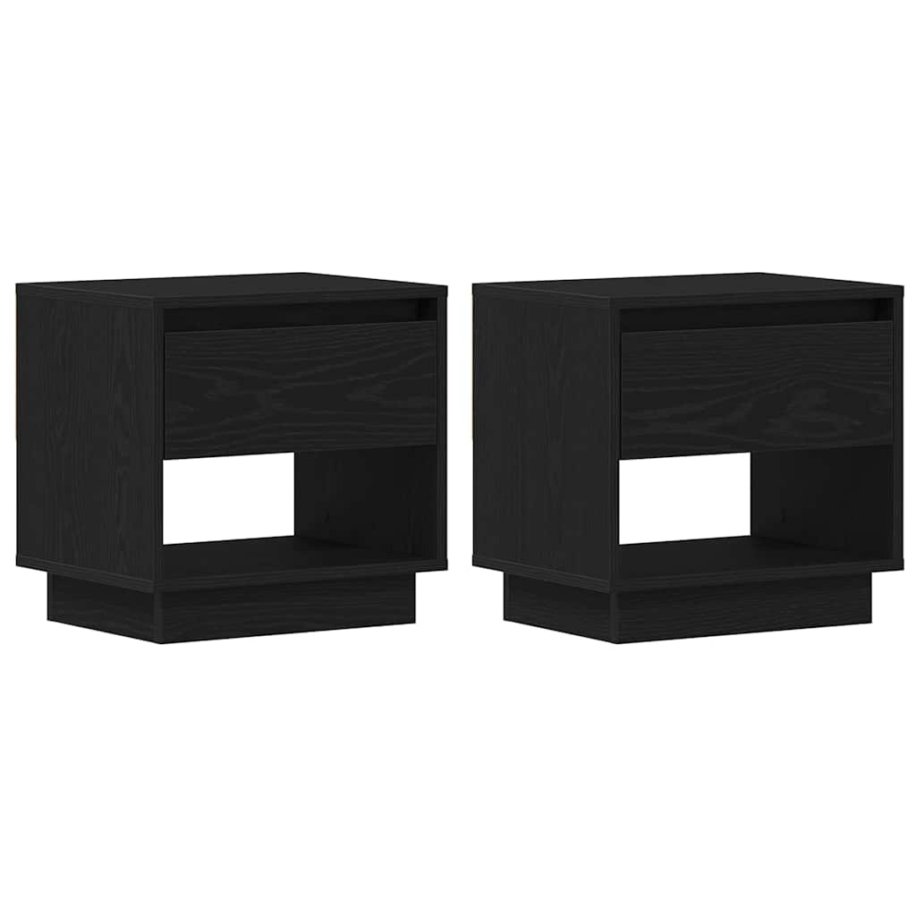 Comodino 2 pcs Rovere Nero 45 x 34 x 44 cm Legno multistrato | homemem39