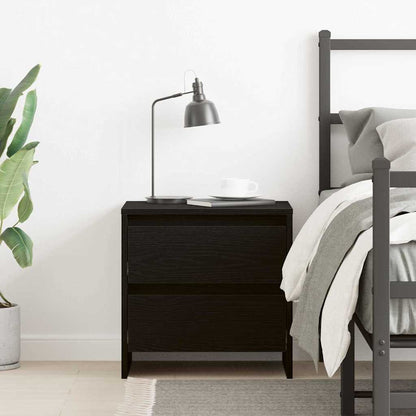 Armadio da Notte con cassetto Rovere Nero 45 x 34 x 44,5 cm | homemem39