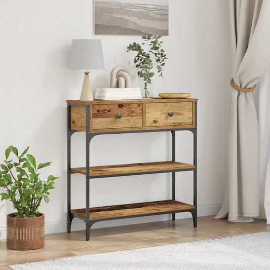 Tavolo consolle con cassetto Legno vecchio 72.5 x 25 x 75 cm