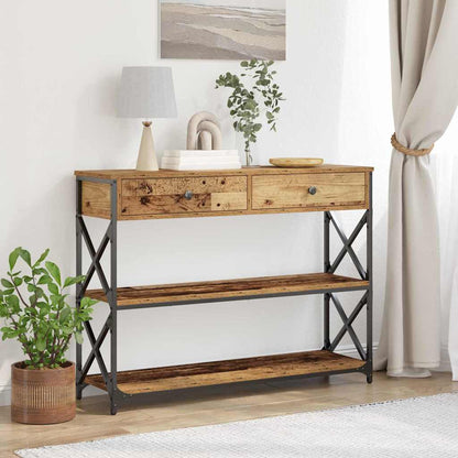 Tavolo Consolle con cassetto Legno vecchio 100 x 28 x 75 cm