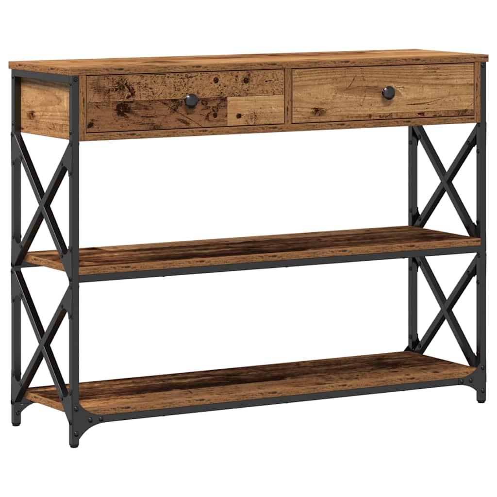 Tavolo Consolle con cassetto Legno vecchio 100 x 28 x 75 cm