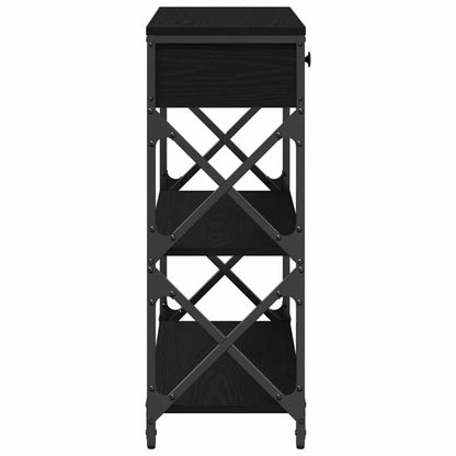 Tavolo Consolle con cassetto Rovere nero 75 x 28 x 75 cm
