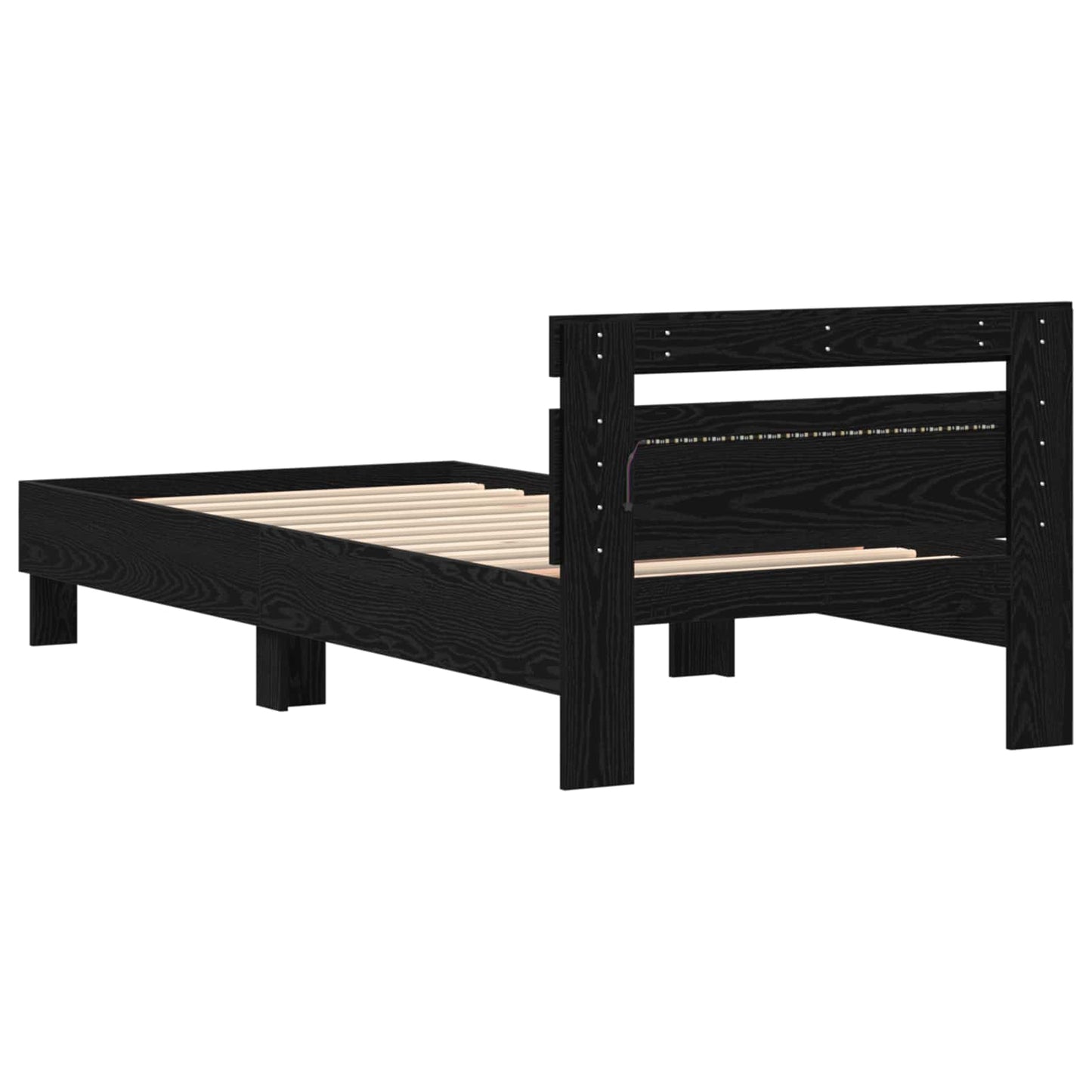 Struttura del letto Rovere Nero 100 x 200 cm Legno multistrato | homemem39
