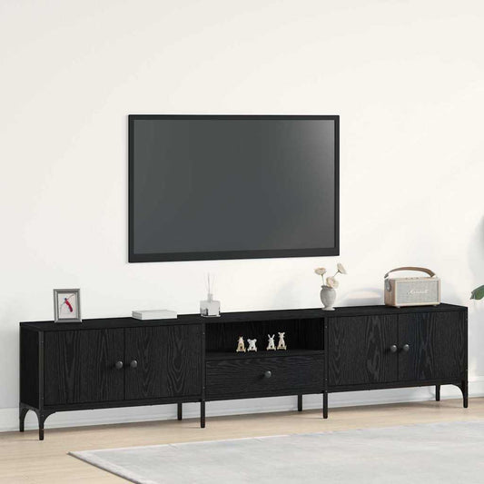 Mobile TV Rovere nero 200 x 25 x 44 cm Legno multistrato