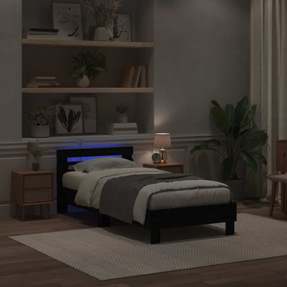 Struttura del letto Rovere Nero 90 x 190 cm Legno multistrato | homemem39
