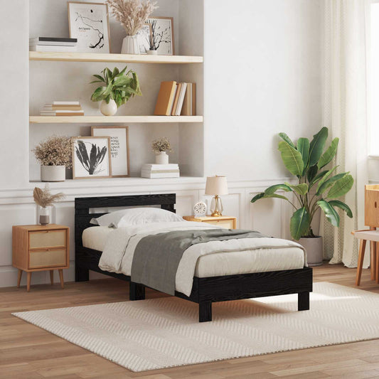 Struttura del letto Rovere Nero 90 x 190 cm Legno multistrato | homemem39