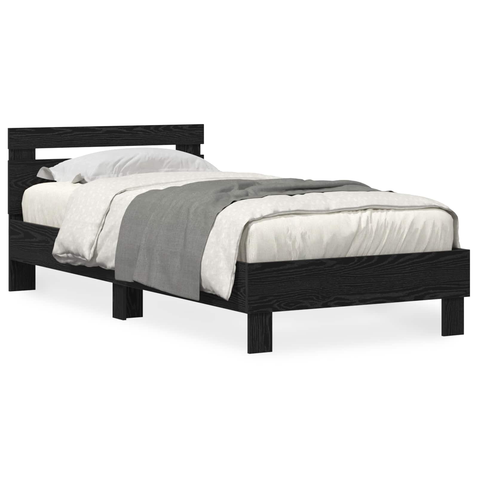 Struttura del letto Rovere Nero 90 x 190 cm Legno multistrato | homemem39