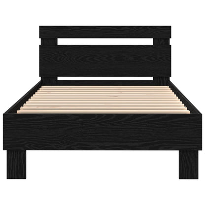 Struttura del letto Rovere Nero 90 x 190 cm Legno multistrato | homemem39