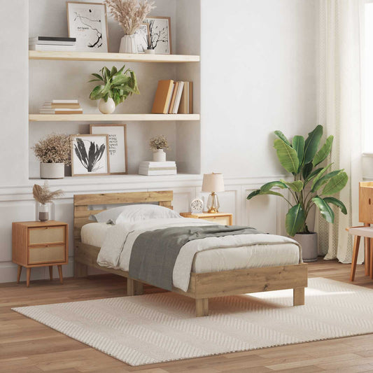 Struttura del letto con testiera Rovere artigianale 75 x 190 cm | homemem39