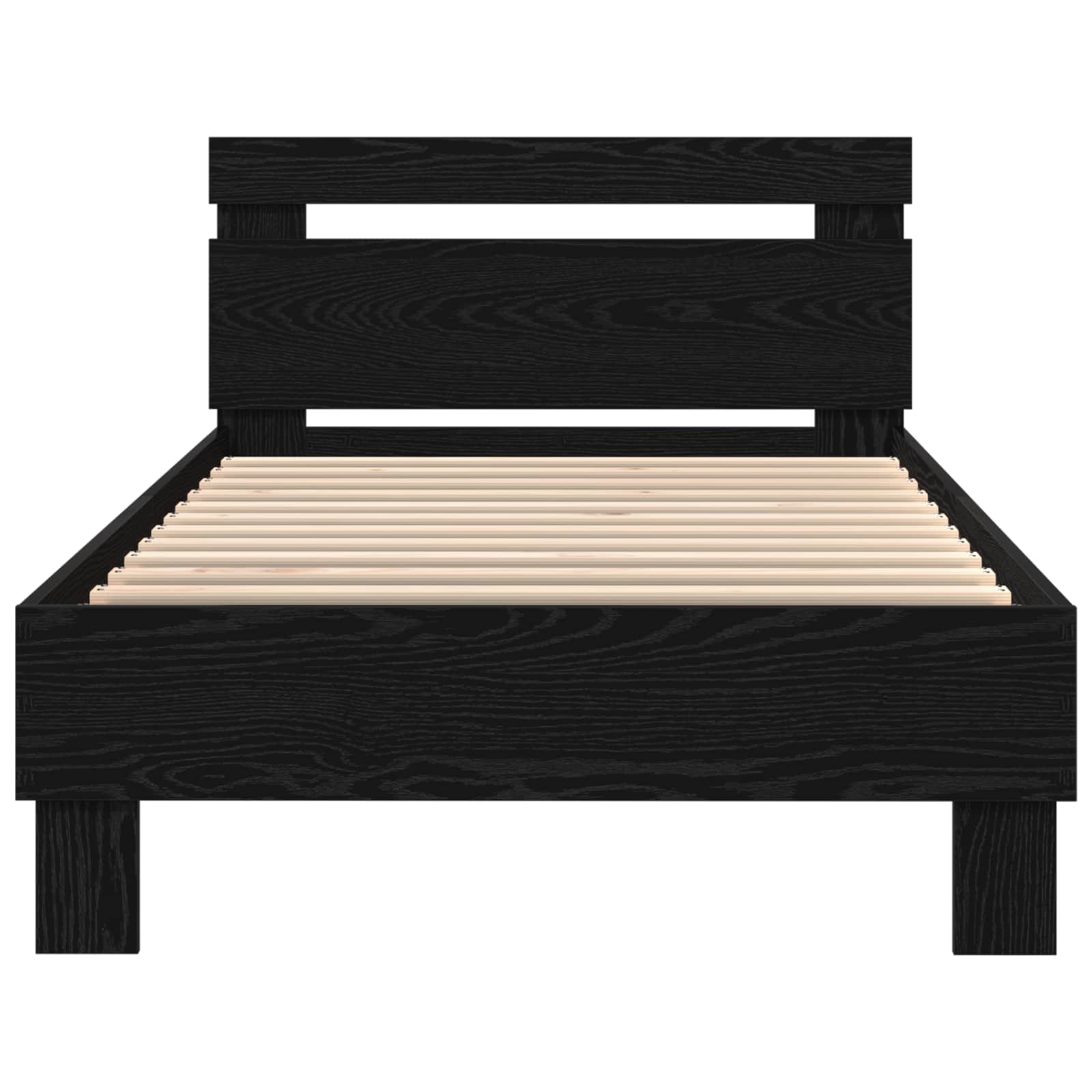 Struttura del letto Rovere Nero 75 x 190 cm Legno multistrato | homemem39