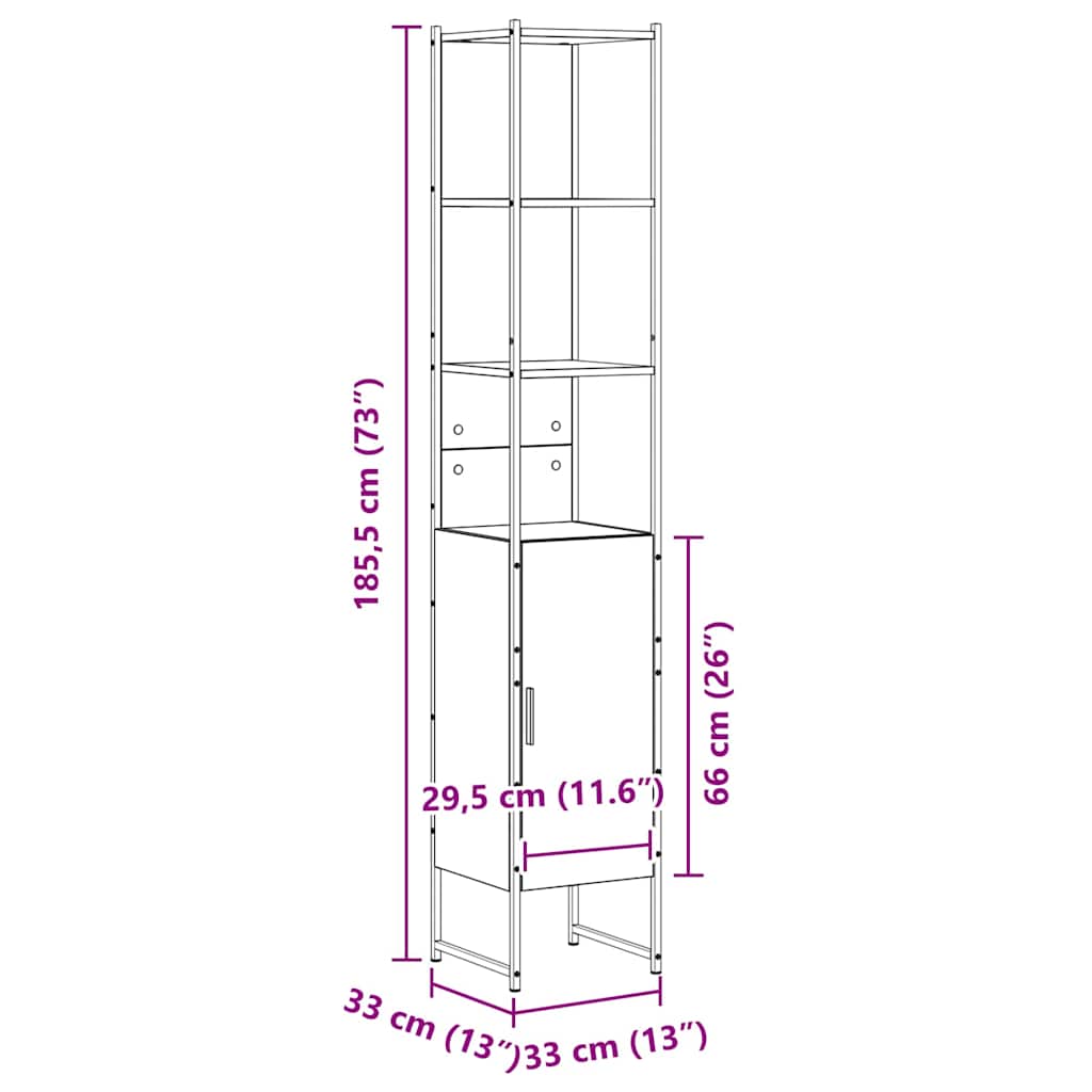 Mobile da Bagno Sonoma 33 x 33 x 185,5 cm Legno ingegnerizzato | homemem39