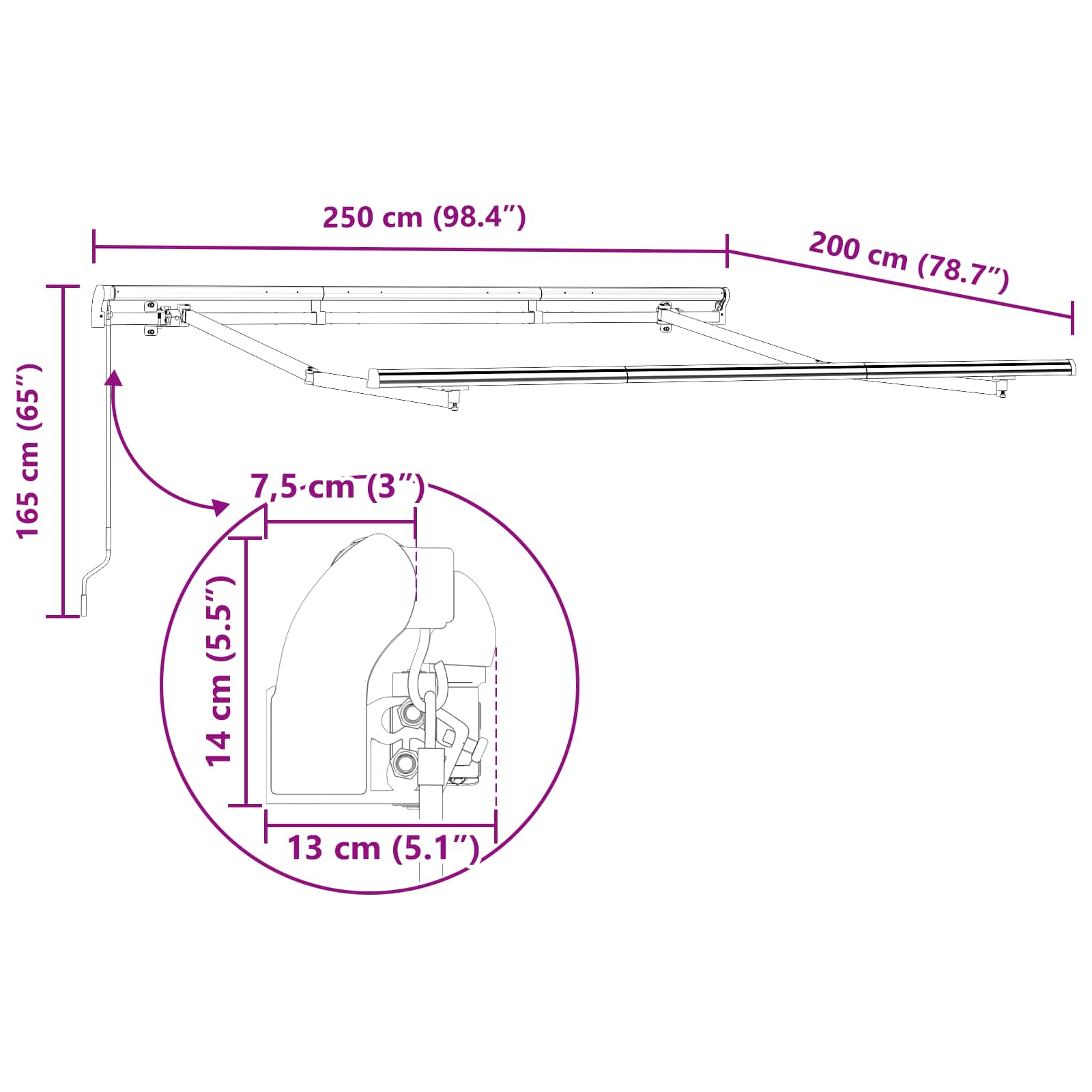 Tenda Retrattile Blu 250 x 200 cm Tessuto | homemem39