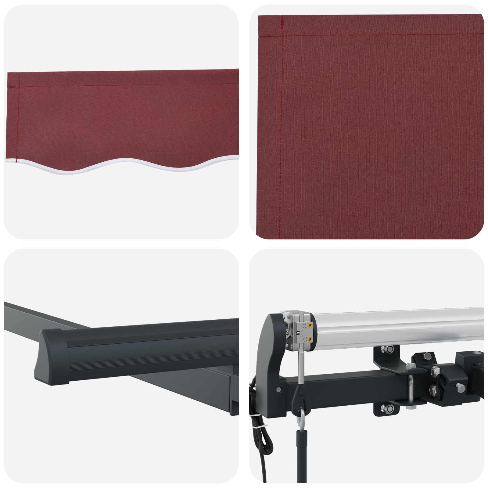 Tenda Retrattile Borgogna 250 x 200 cm Tessuto | homemem39