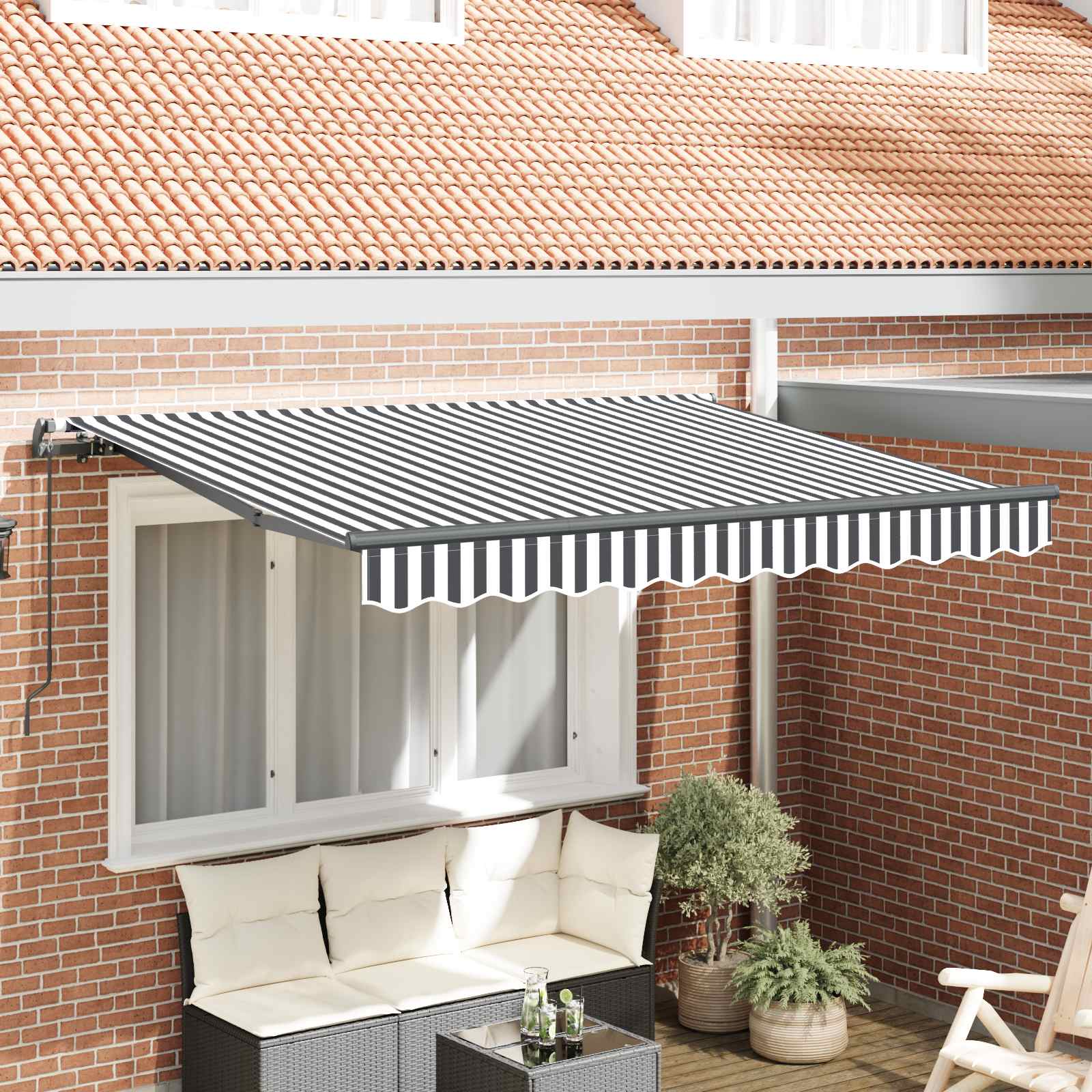 Tenda Retrattile Antracite 250 x 200 cm Tessuto | homemem39