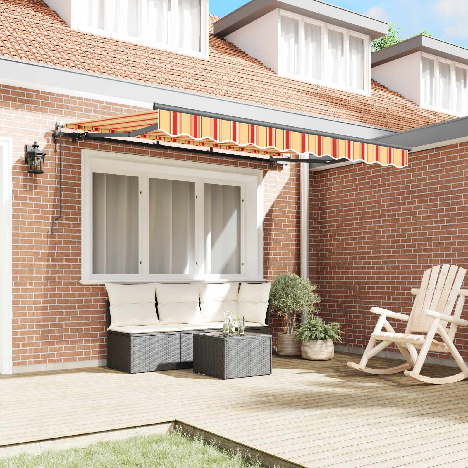 Tenda Retrattile Giallo e Arancione 250 x 200 cm Tessuto | homemem39