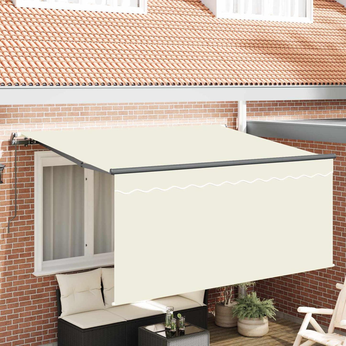Tenda Retrattile Crema 300 x 200 cm Poliestere e Alluminio