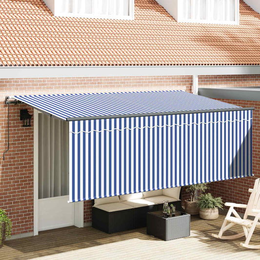 Tenda Retrattile Rigato Blu 350 x 200 cm Tessuto | homemem39