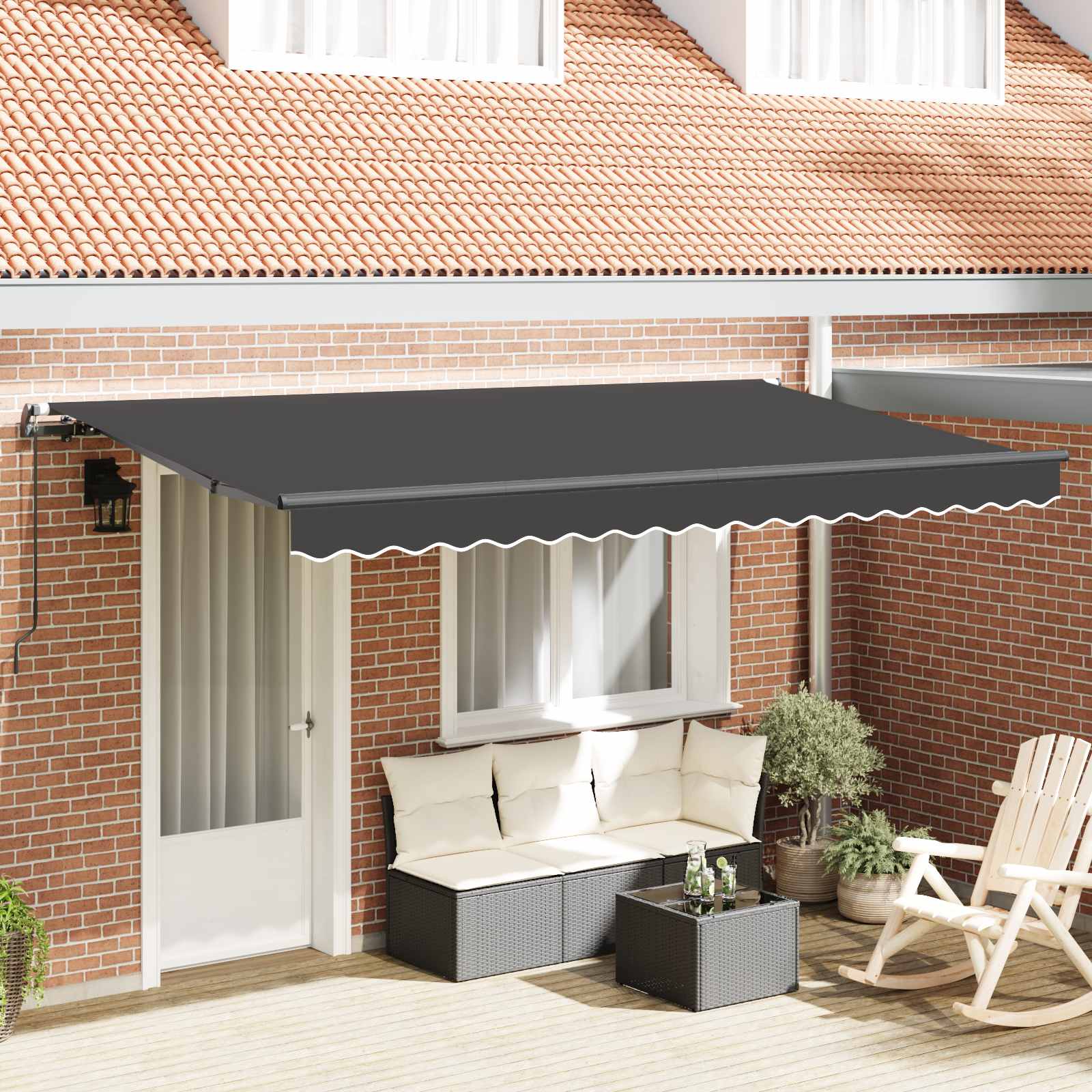 Tenda Retrattile Antracite 350 x 200 cm Tessuto | homemem39