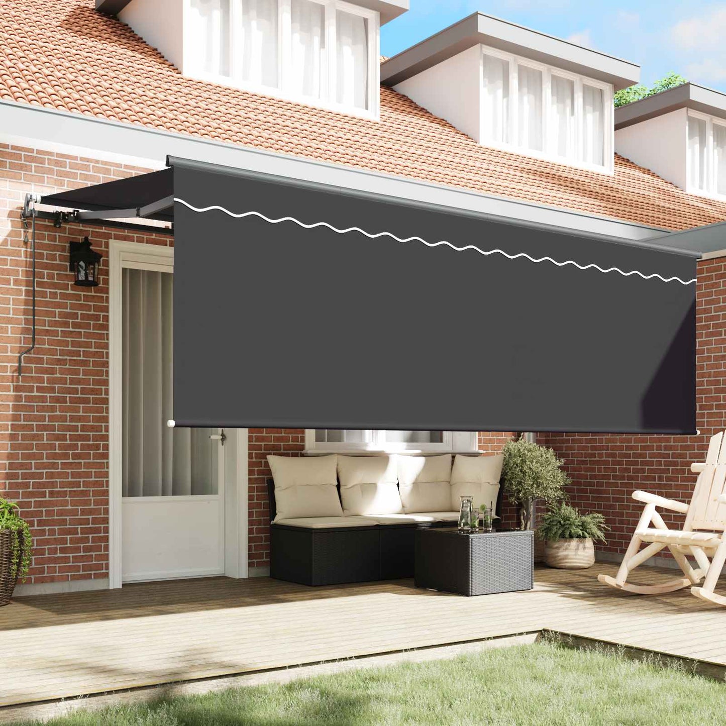 Tenda Retrattile Antracite 350 x 200 cm Poliestere e Alluminio
