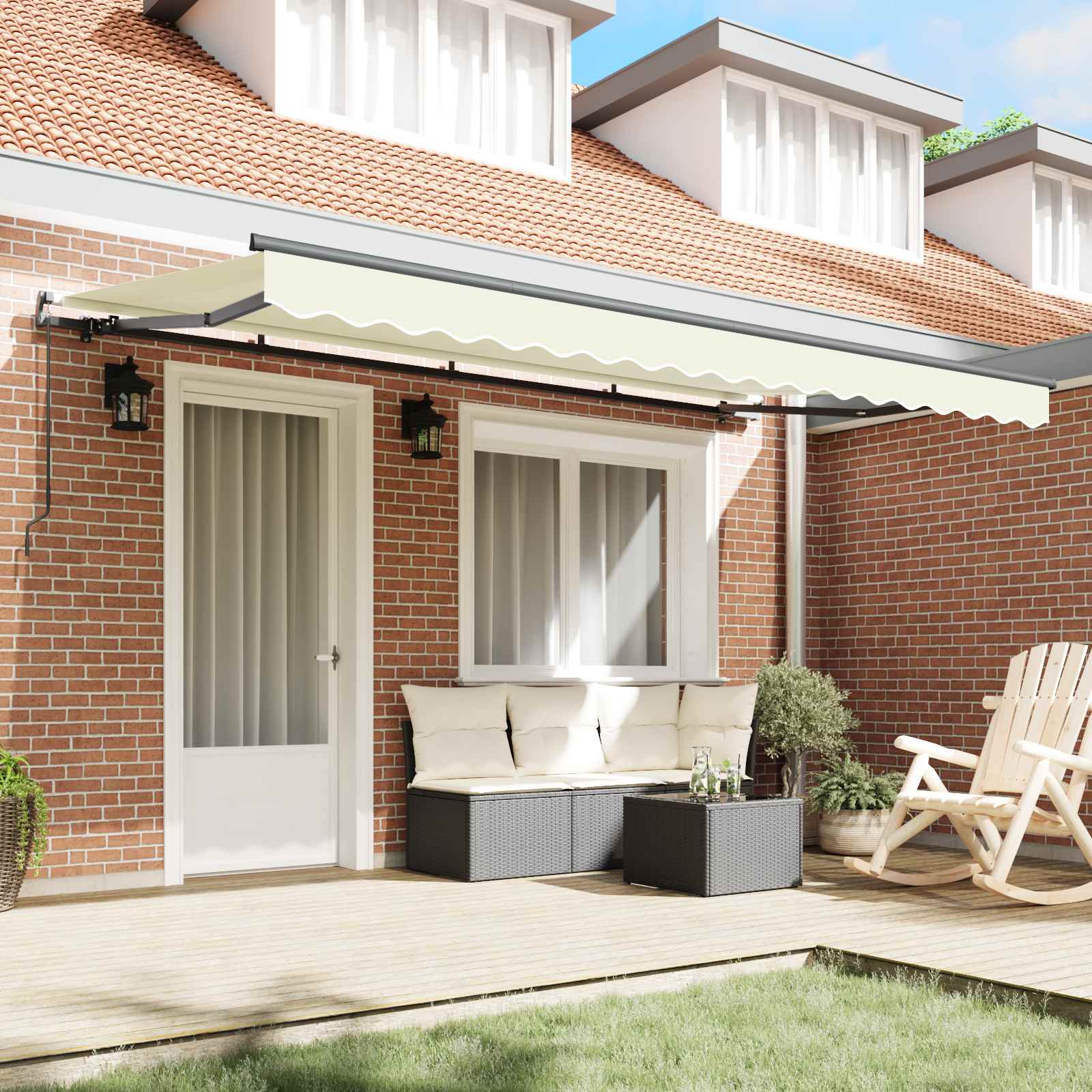 Tenda Retrattile Crema 400 x 200 cm Tessuto | homemem39