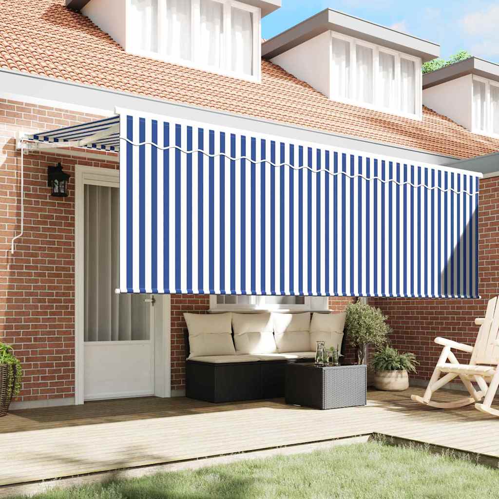 Tenda Retrattile Blu e Bianco 400 x 200 cm | homemem39