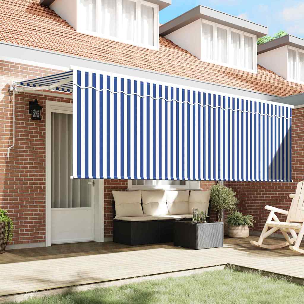 Tenda Retrattile Blu e Bianco 400 x 200 cm | homemem39
