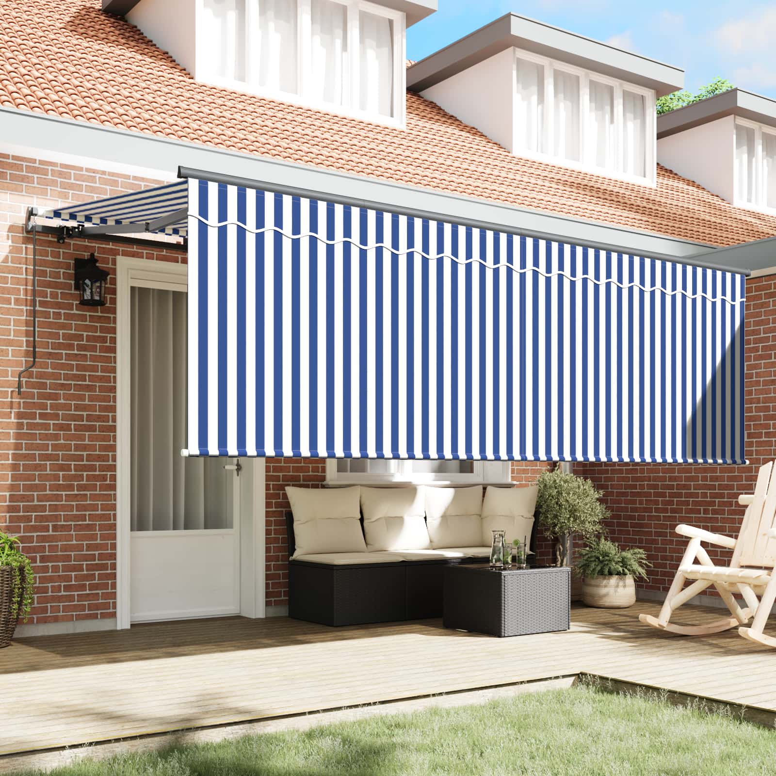 Tenda Retrattile Blu e Bianco 400 x 200 cm | homemem39