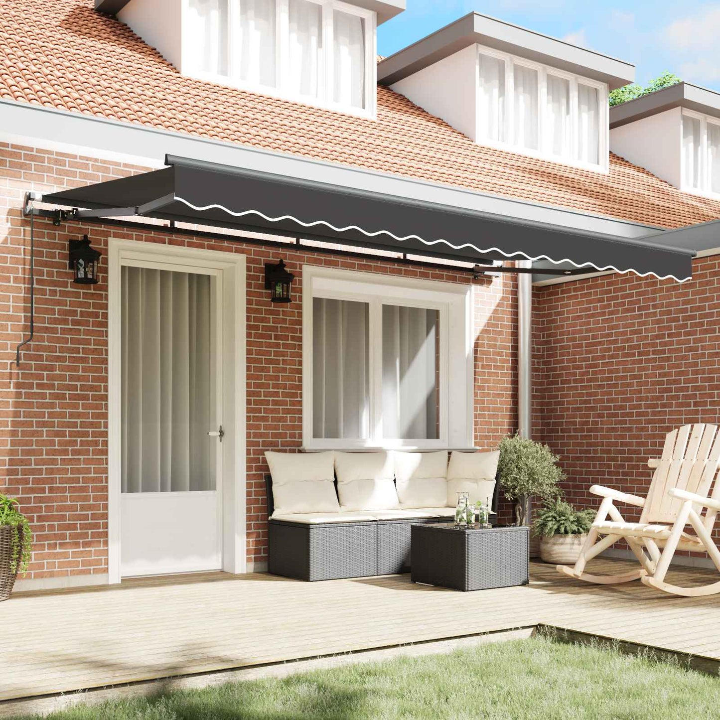 Tenda Retrattile Antracite 400 x 200 cm Tessuto | homemem39