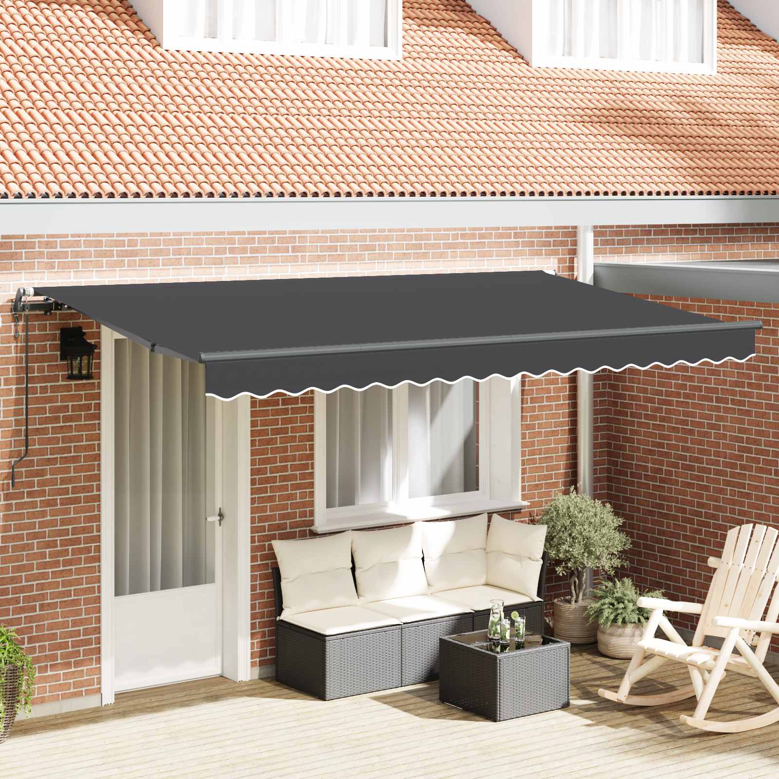 Tenda Retrattile Antracite 400 x 200 cm Tessuto | homemem39