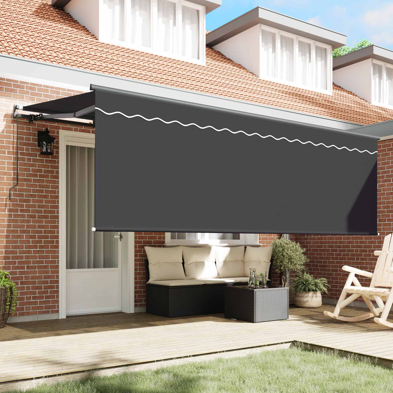 Tenda Retrattile Antracite 400 x 200 cm Poliestere e Alluminio | homemem39