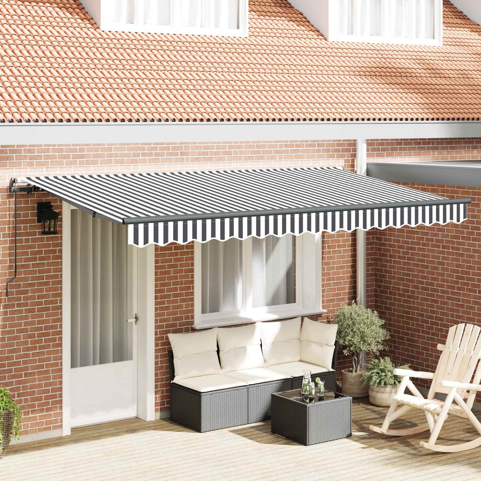 Tenda Retrattile Antracite 400 x 200 cm Tessuto | homemem39