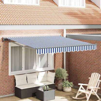 Tenda Retrattile Blu e Bianco 300 x 250 cm Poliestere e Metallo