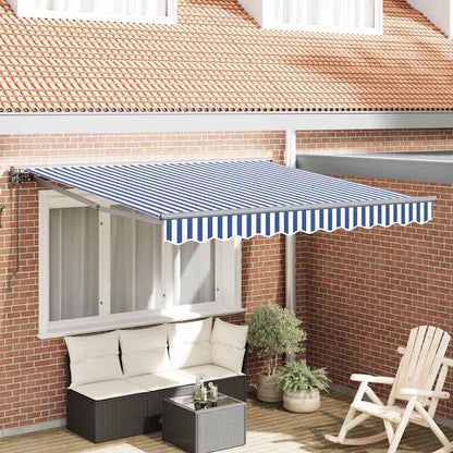 Tenda Retrattile Blu e Bianco 300 x 250 cm Poliestere e Metallo