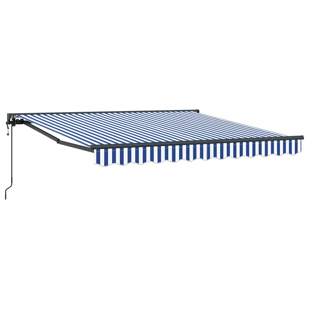 Tenda Retrattile Blu e Bianco 300 x 250 cm Poliestere e Metallo