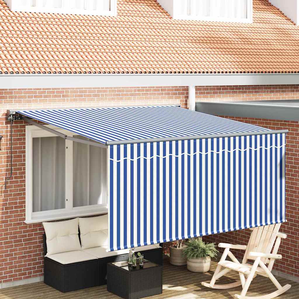 Tenda Retrattile Blu e bianco 300 x 250 cm Tessuto - homemem39