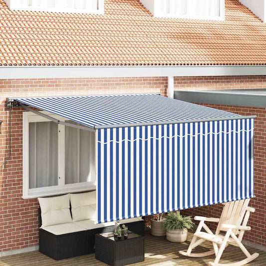 Tenda Retrattile Blu e bianco 300 x 250 cm Tessuto - homemem39